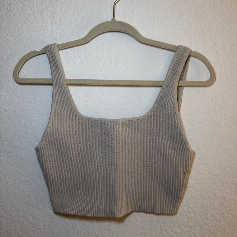 Babaton (Aritzia) Ribbed Crop Top - Cream